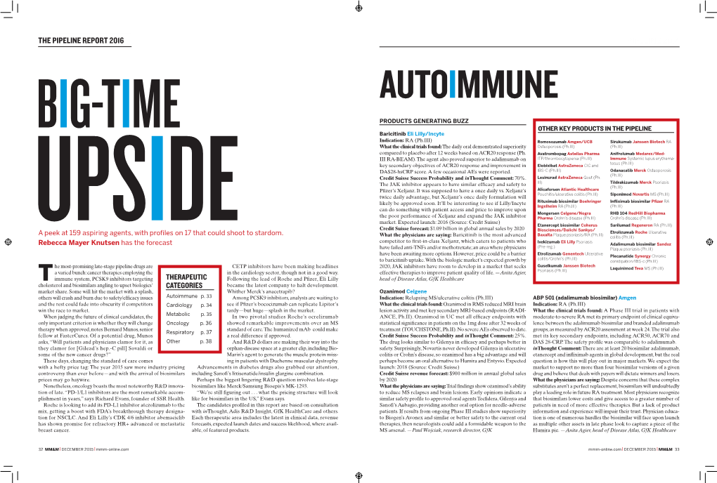 The Pipeline Report 2016 Pipeline 2014 Autoimmune