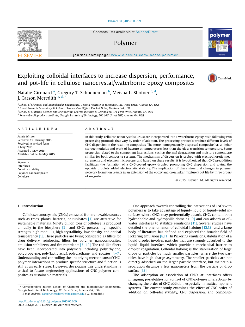 Exploiting Colloidal Interfaces to Increase Dispersion, Performance, and Pot-Life in Cellulose Nanocrystal/Waterborne Epoxy Composites