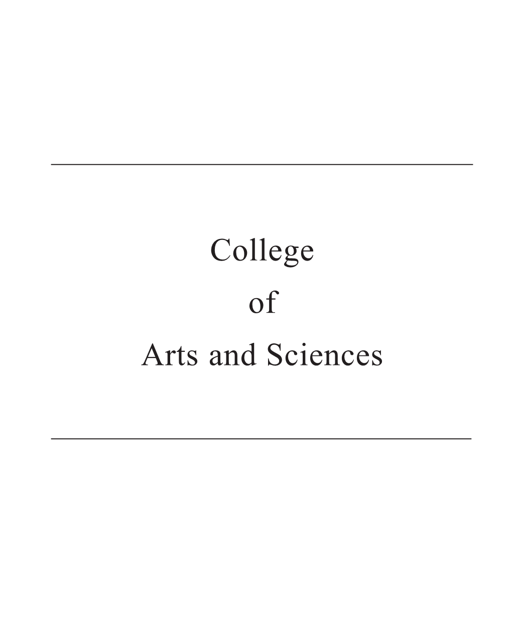 College of Arts and Sciences