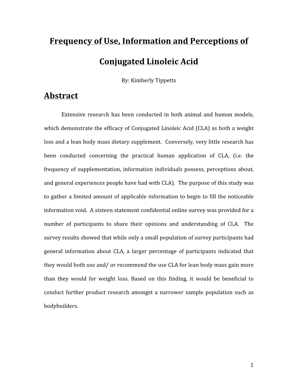 Kimberly Tippetts-Conjugated Linoleic Acid