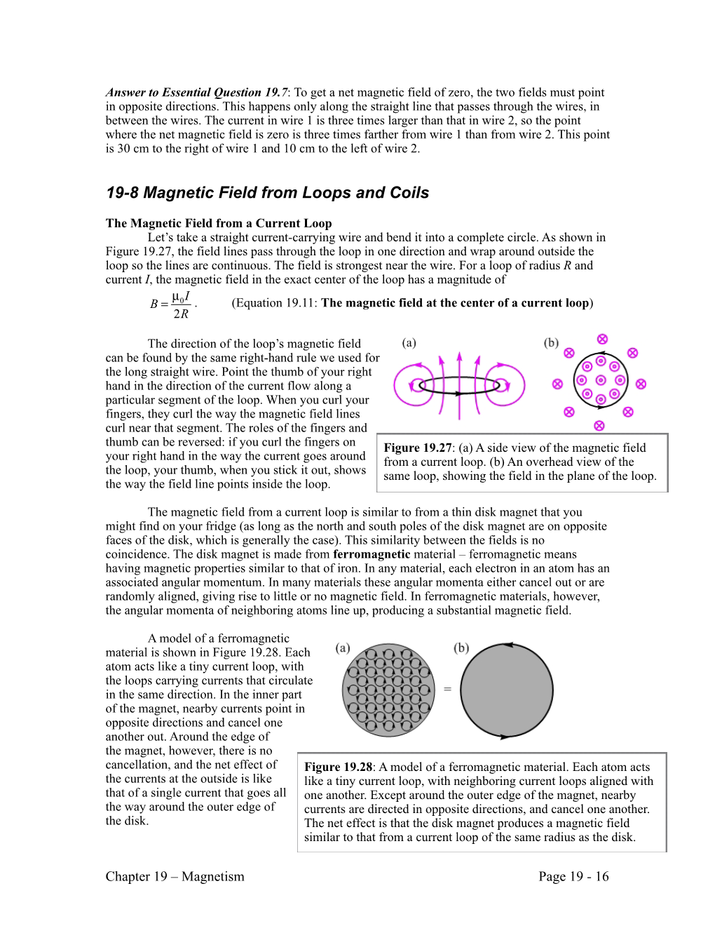 19-8 Magnetic Field from Loops and Coils