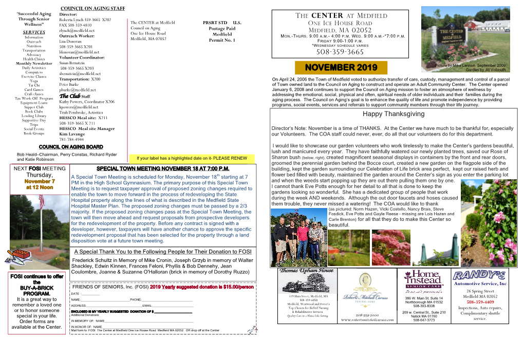 November 2019 COA Newsletter(PDF)