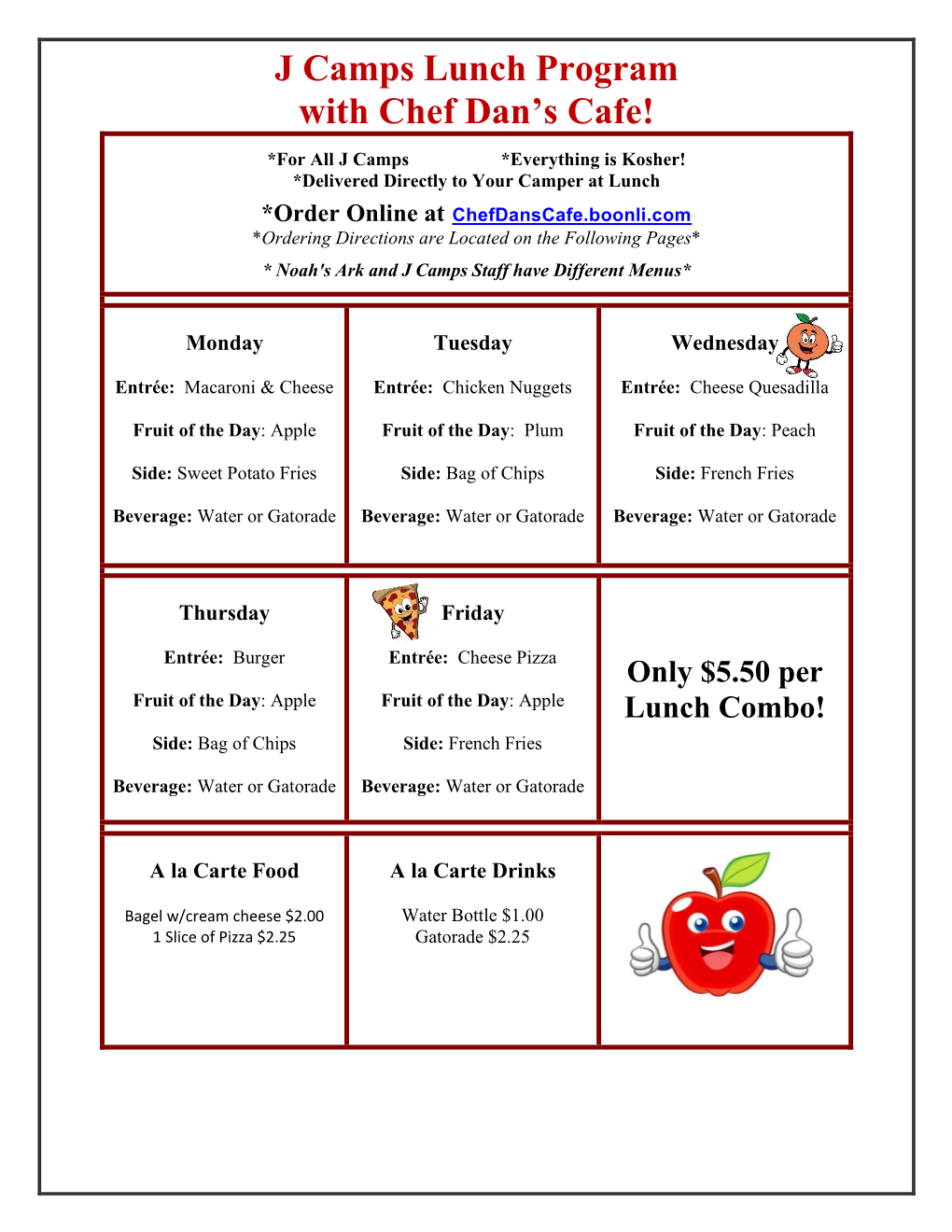 J Camps Lunch Program with Chef Dan's Cafe!