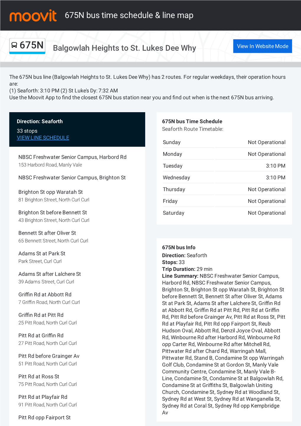 675N Bus Time Schedule & Line Route