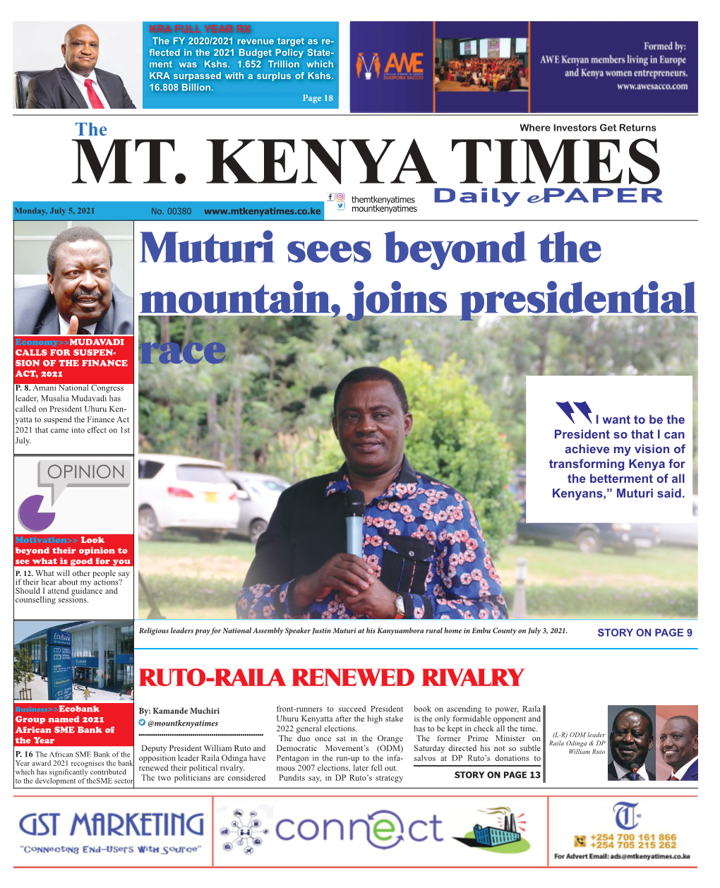 July 5, 2021 Mt Kenya Times Epaper.Indd