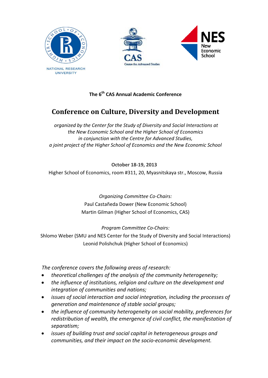 Conference on Culture, Diversity and Development