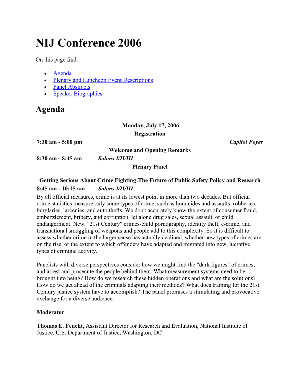 NIJ Conference 2006 Agenda