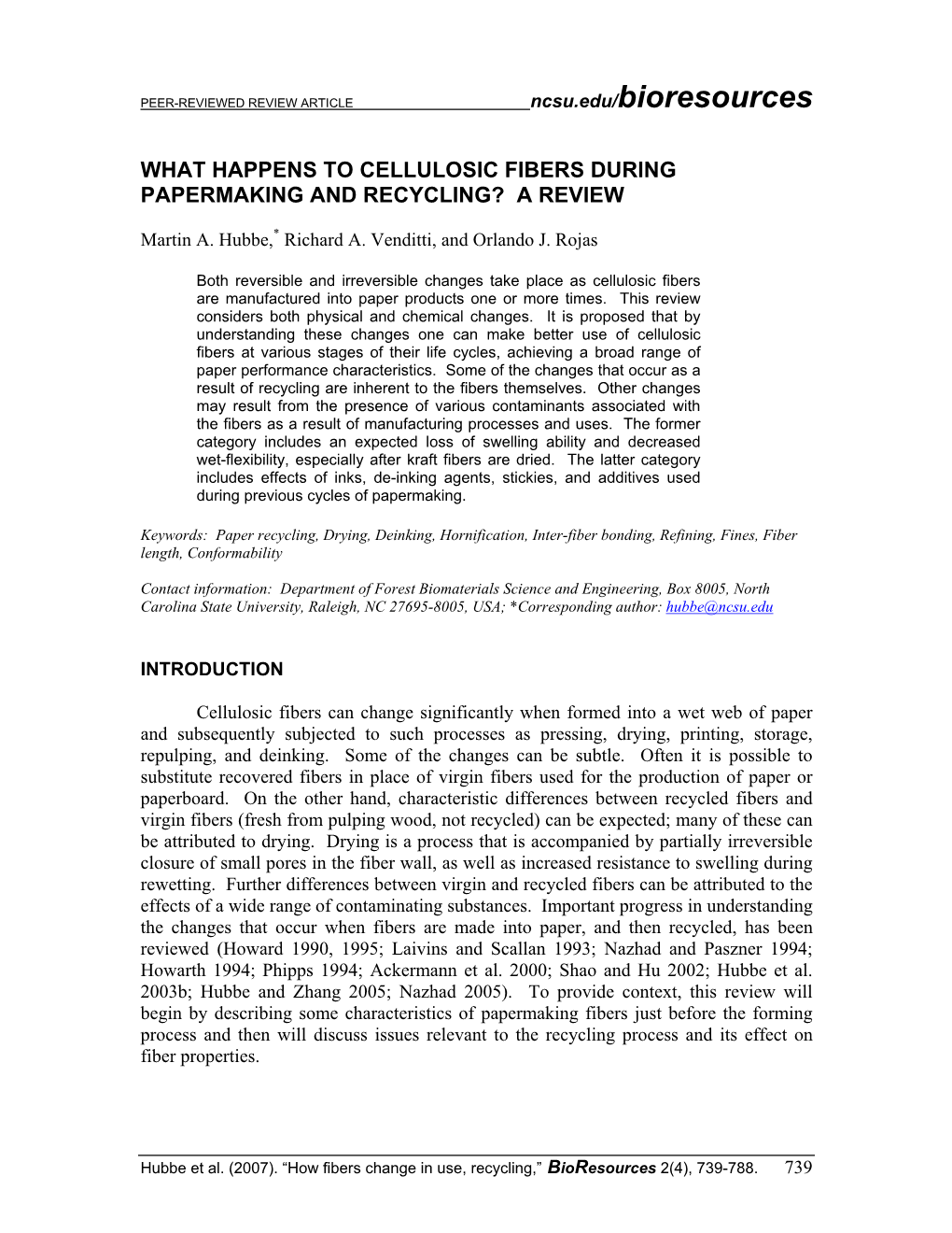 What Happens to Cellulosic Fibers During Papermaking and Recycling? a Review