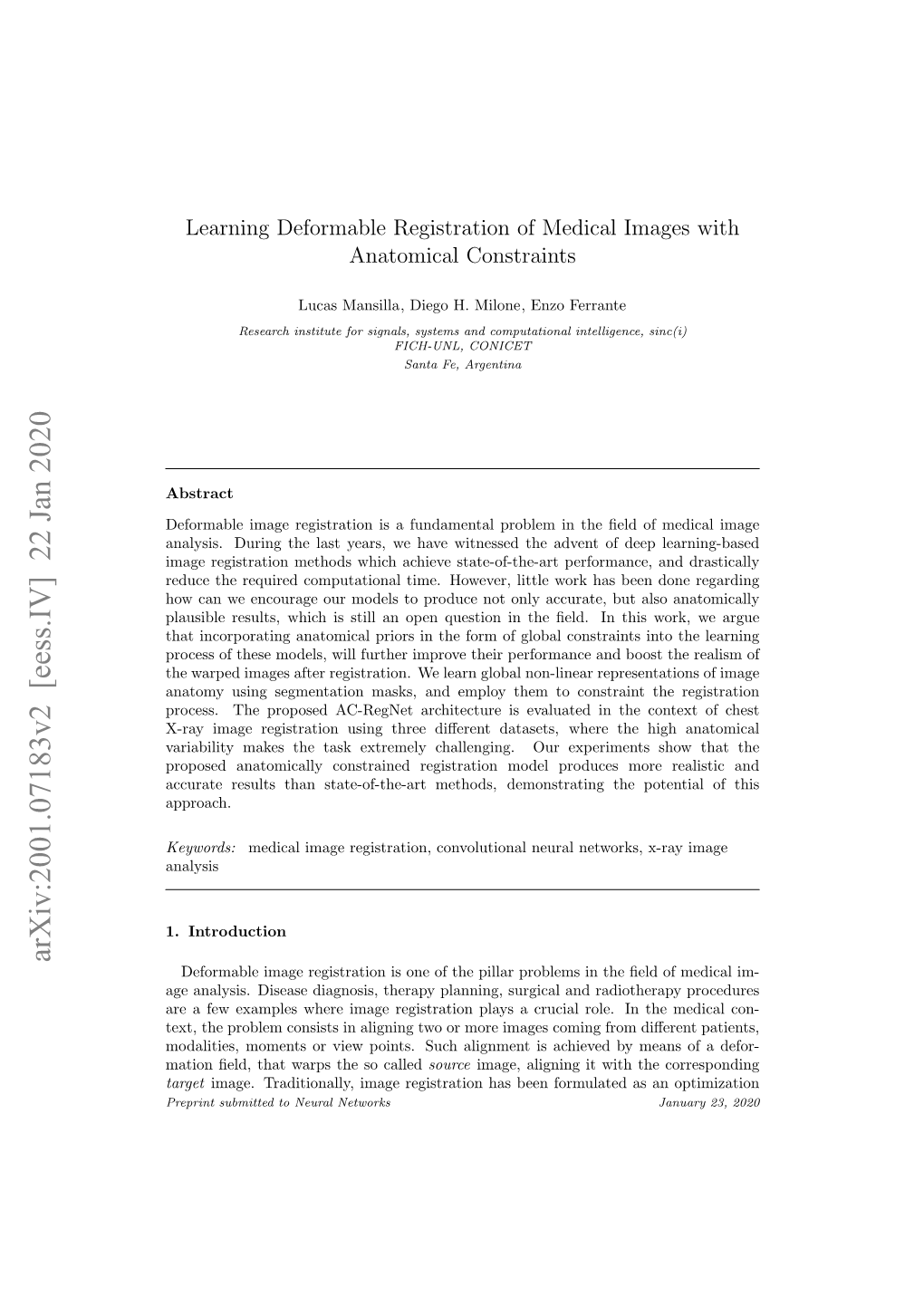 Learning Deformable Registration of Medical Images with Anatomical Constraints