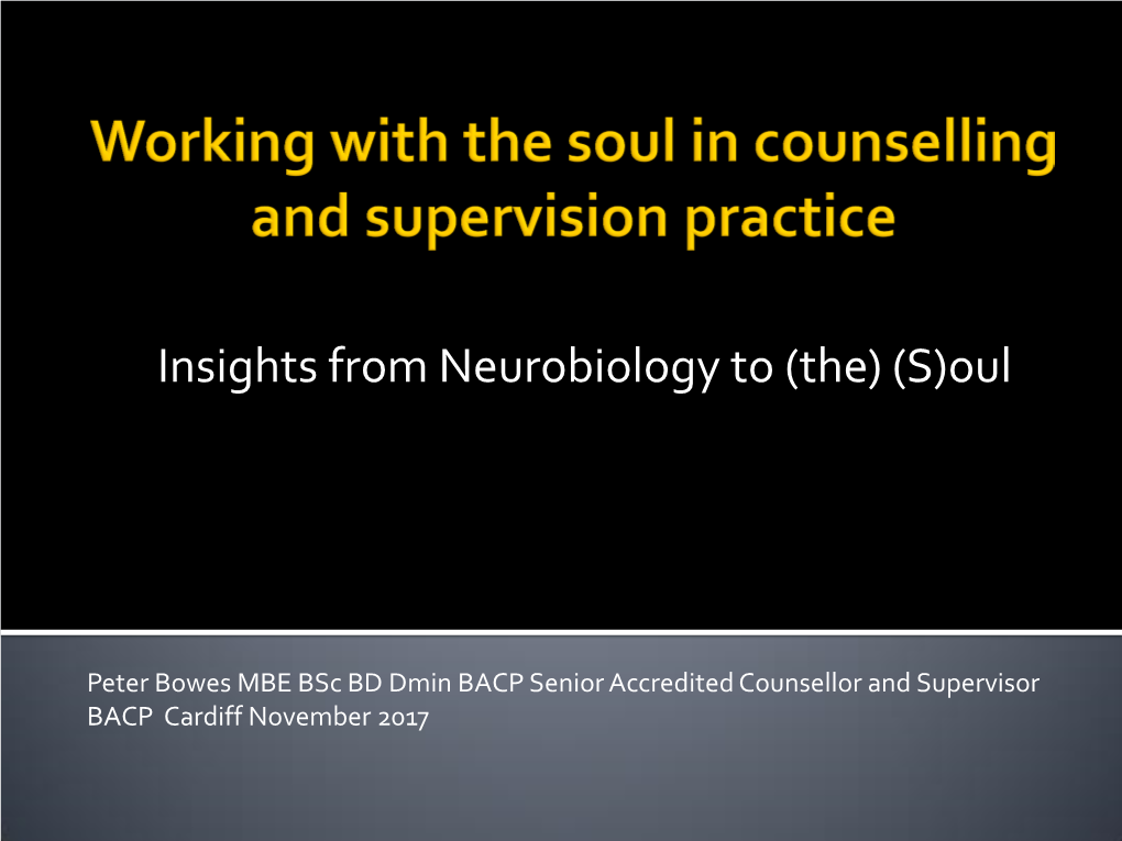 Working with the Soul in Counselling and Supervision Practice