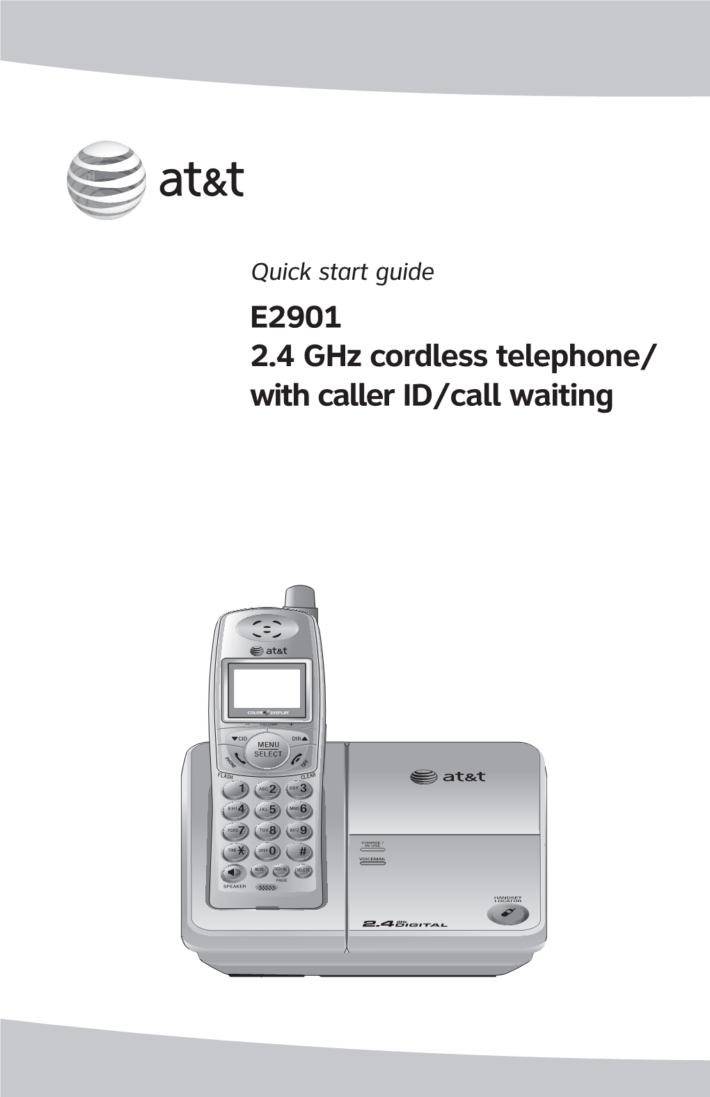 E2901 2.4 Ghz Cordless Telephone/ with Caller ID/Call Waiting Installation and Setup After Installing the Battery, You May Be Able to Make and Receive Short Calls