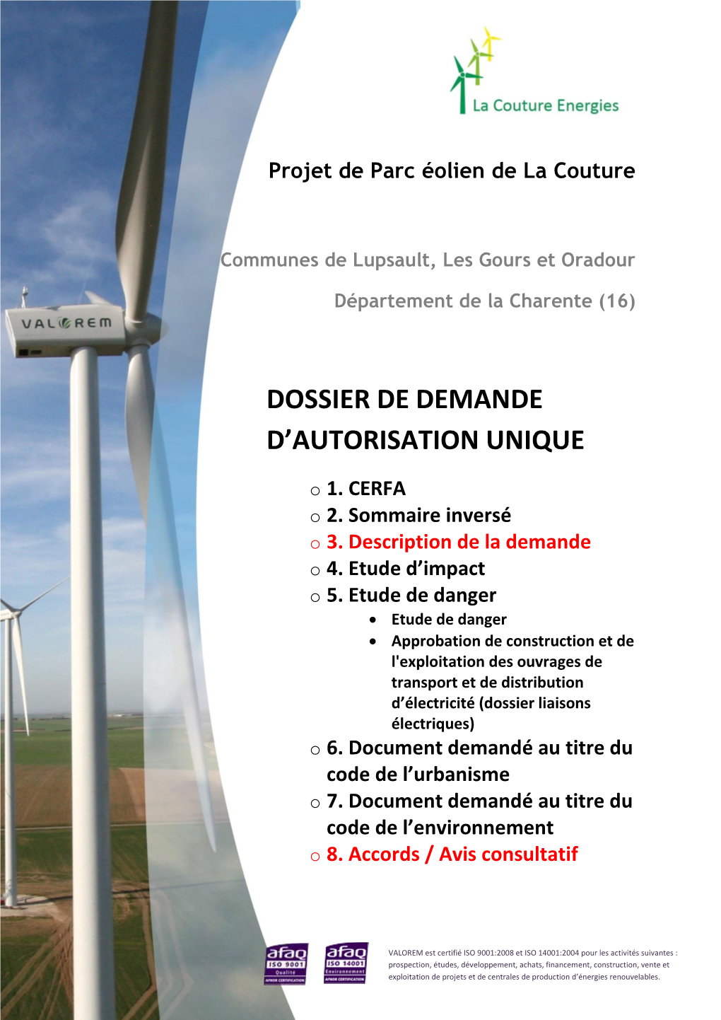 Dossier De Demande D'autorisation Unique