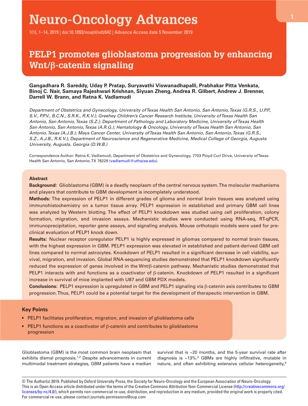 Neuro-Oncology Advances 1 1(1), 1–14, 2019 | Doi:10.1093/Noajnl/Vdz042 | Advance Access Date 5 November 2019