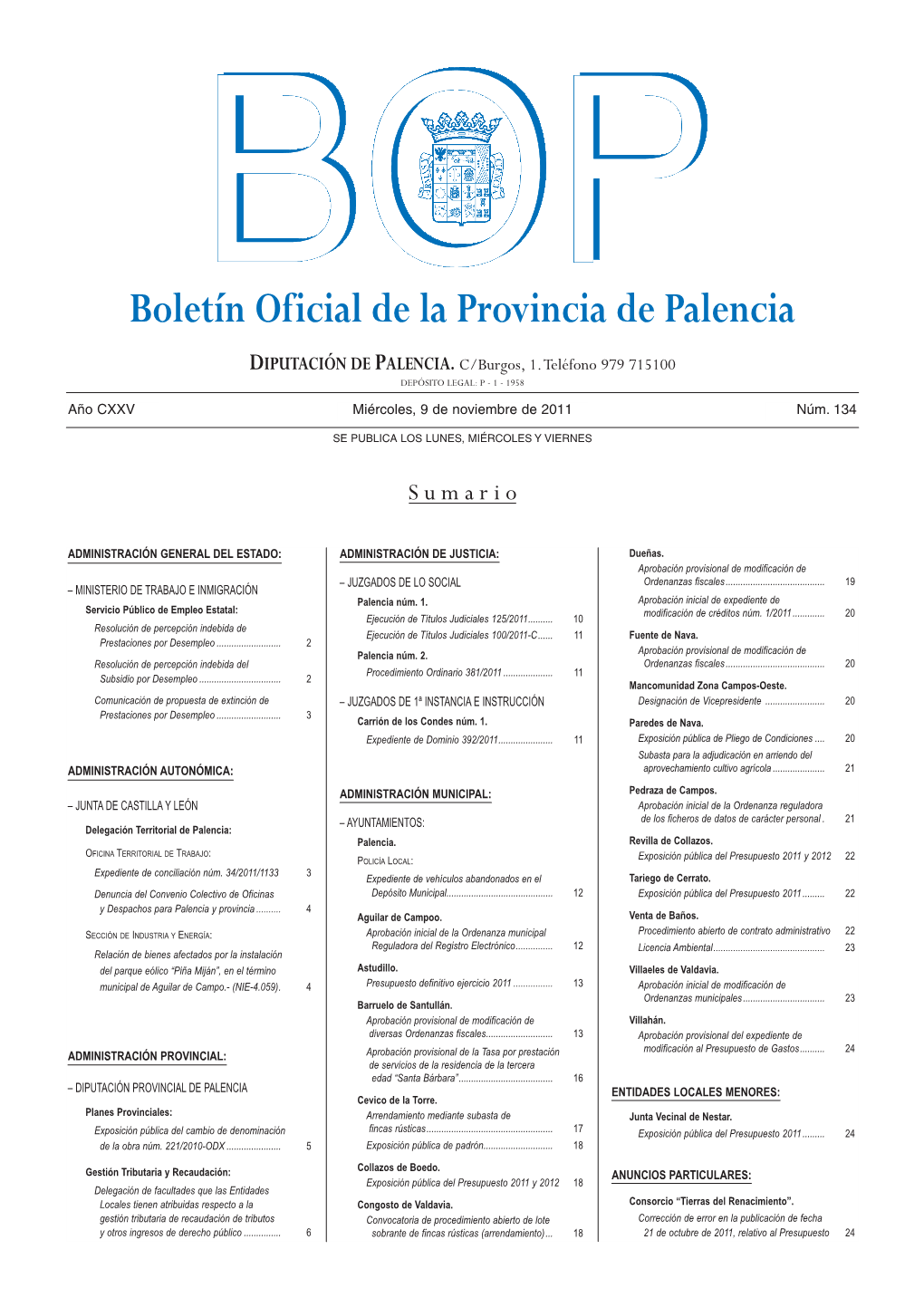 Boletín Oficial De La Provincia De Palencia