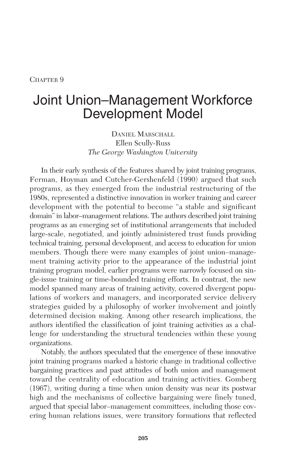 Joint Union–Management Workforce Development Model