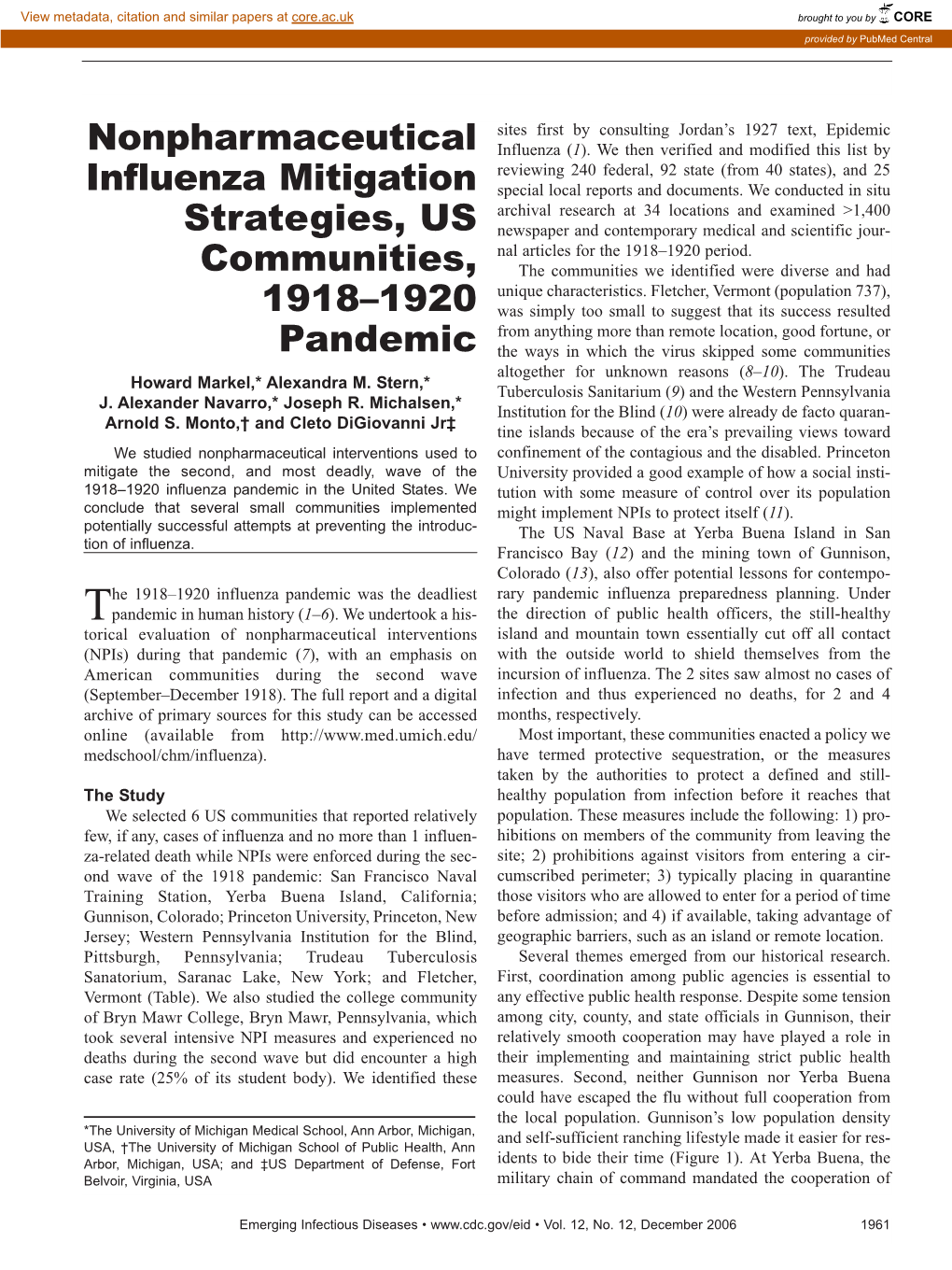 Nonpharmaceutical Influenza Mitigation