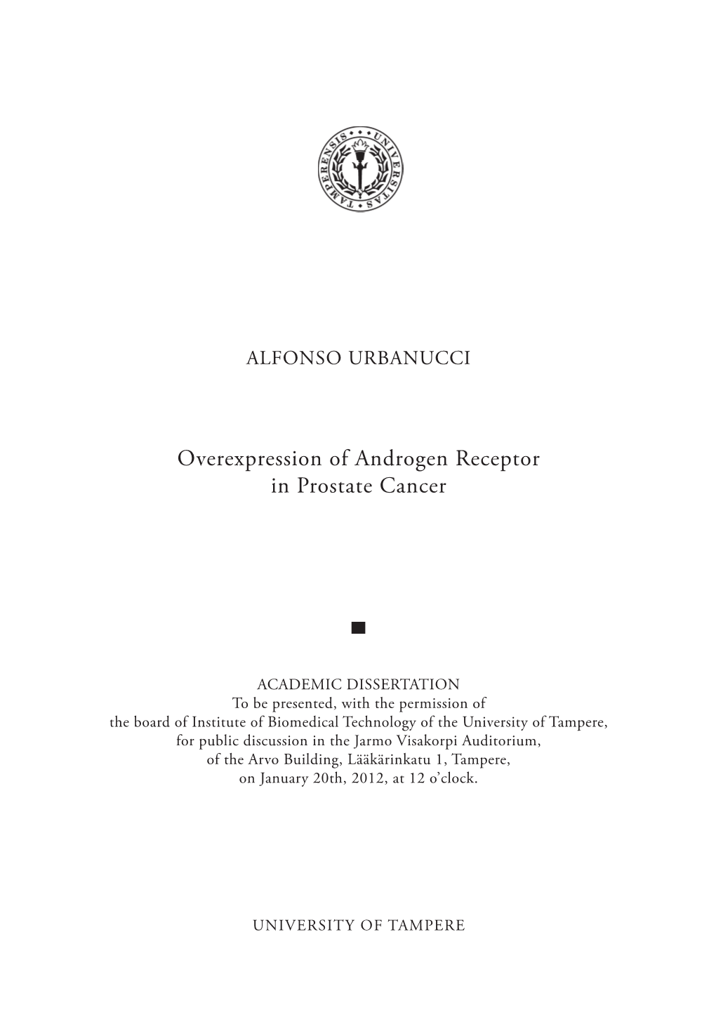 Overexpression of Androgen Receptor in Prostate Cancer