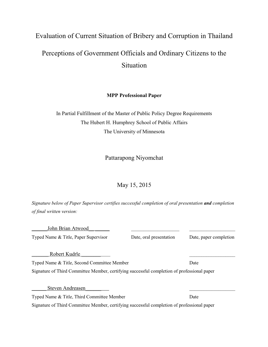 Niyomchat -Evaluation of Current Situation of Bribery and Corruption in Thailand.Pdf