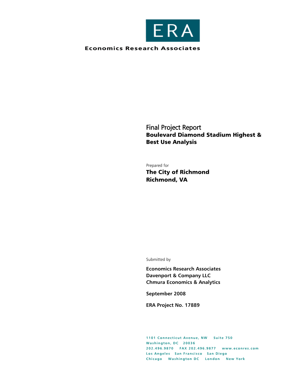 Final Project Report Boulevard Diamond Stadium Highest & Best Use Analysis