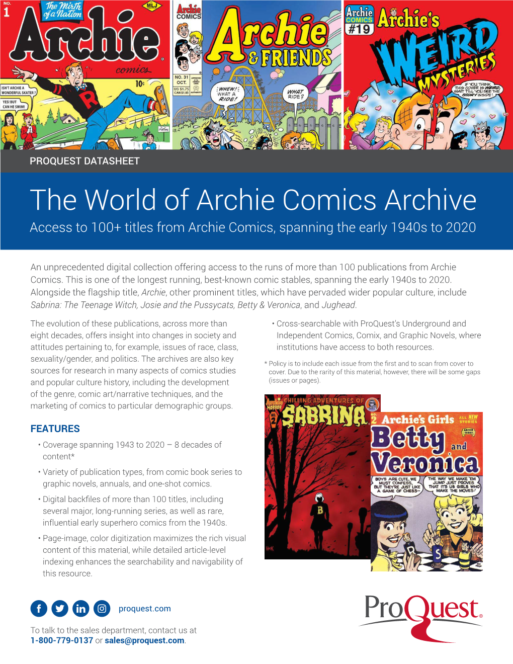 The World of Archie Comics Archive Access to 100+ Titles from Archie Comics, Spanning the Early 1940S to 2020