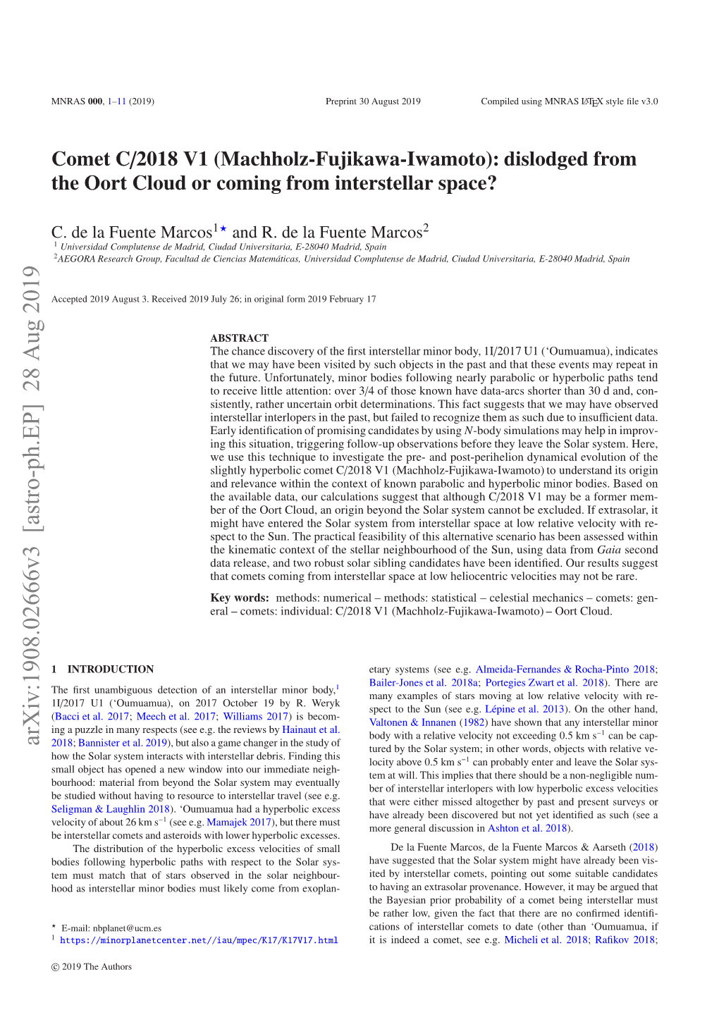 Comet C/2018 V1 (Machholz-Fujikawa-Iwamoto): Data Ulate About Past Visits of Interstellar Comets on the Basis of Available Using a 0.47-M Reﬂector, D