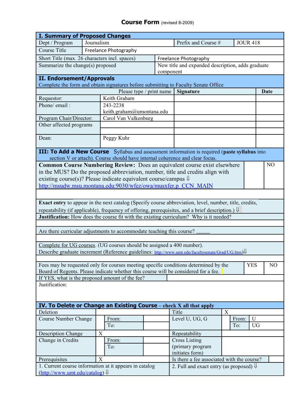 IV. to Delete Or Change an Existing Course Check X All That Apply s3