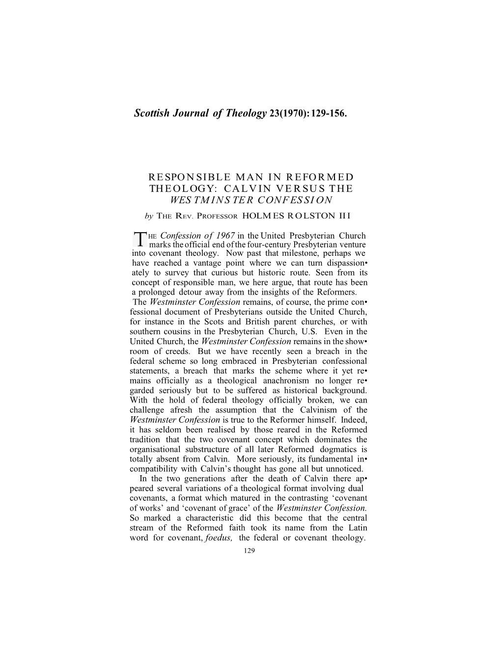 Scottish Journal of Theology 23(1970): 129-156