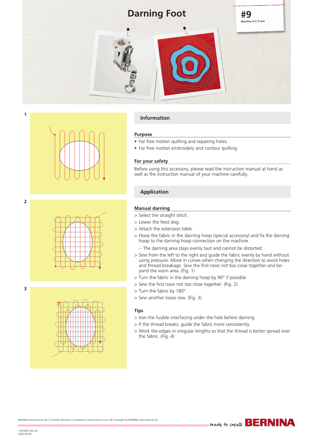 User Manual Darning Foot #9