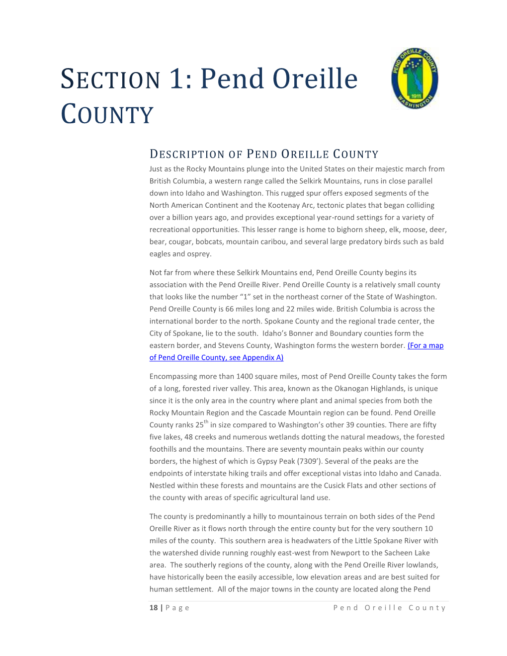 SECTION 1: Pend Oreille COUNTY