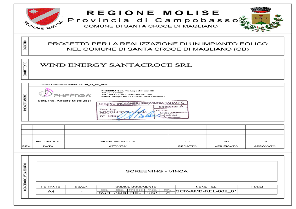 Regione Molise - 19 33 Eo Scr Comune Di Santa Croce Magliano Scr Prima Emissione Soc