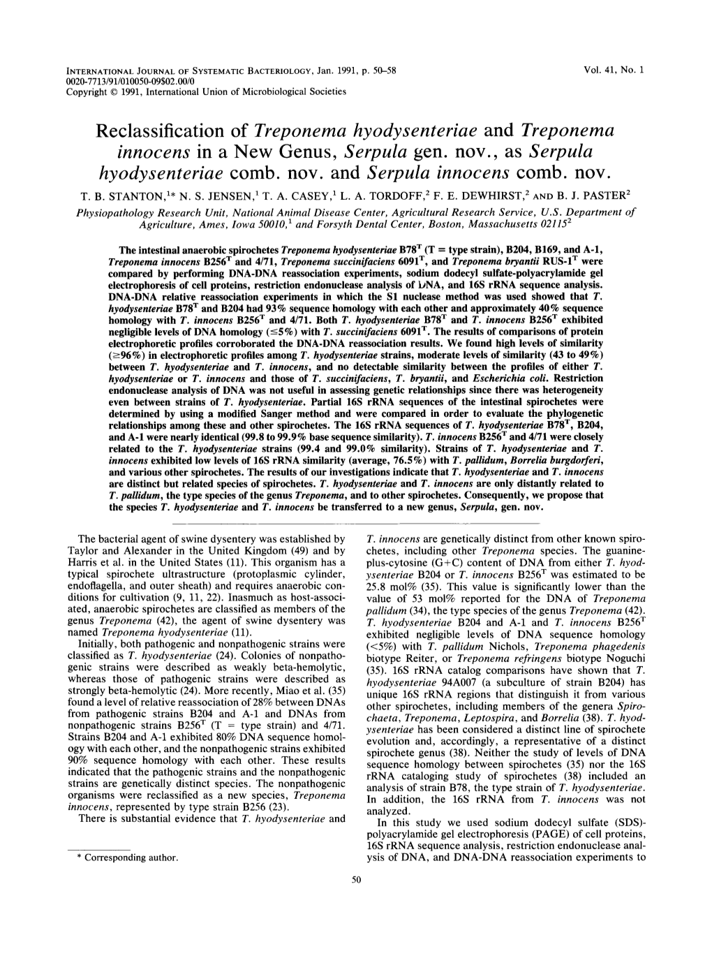 Serpula Hyodysenteriae Comb