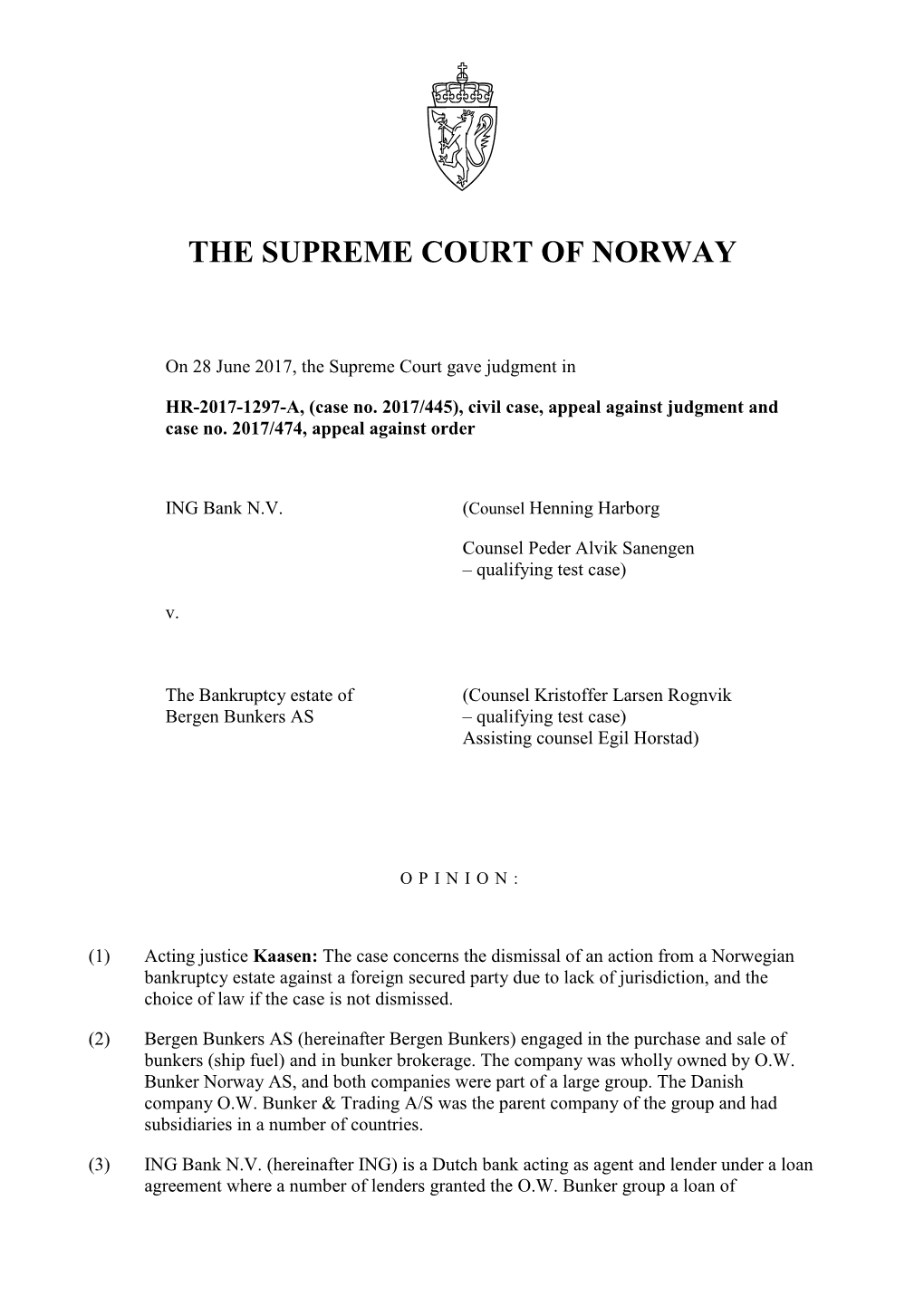 The Supreme Court of Norway