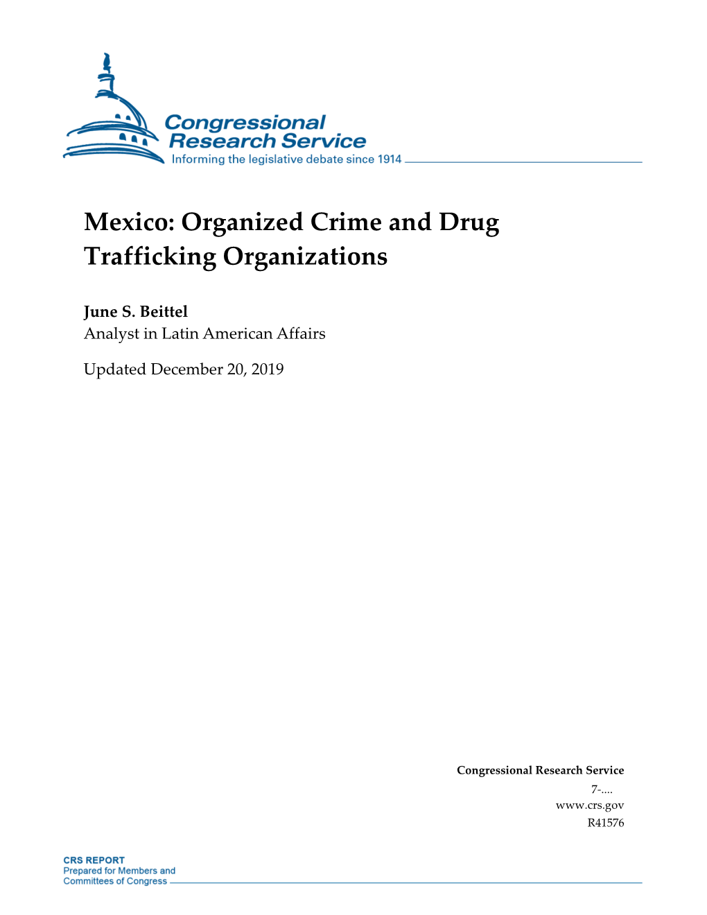 Mexico: Organized Crime and Drug Trafficking Organizations