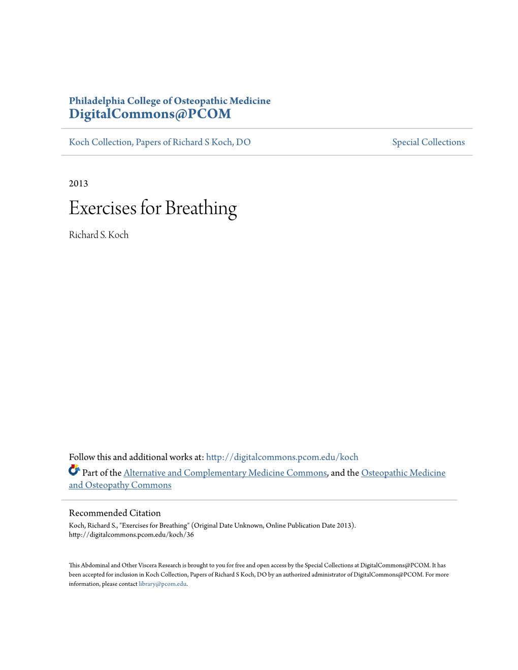 Exercises for Breathing Richard S