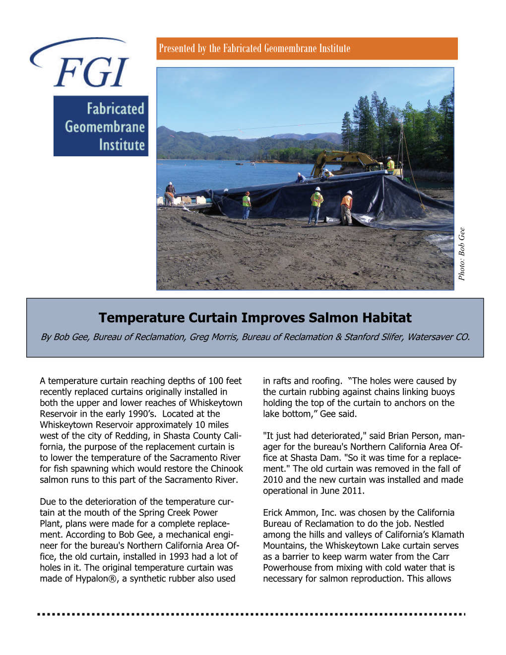 Temperature Curtain Improves Salmon Habitat