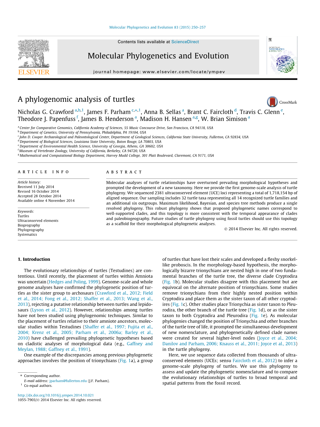 A Phylogenomic Analysis of Turtles ⇑ Nicholas G