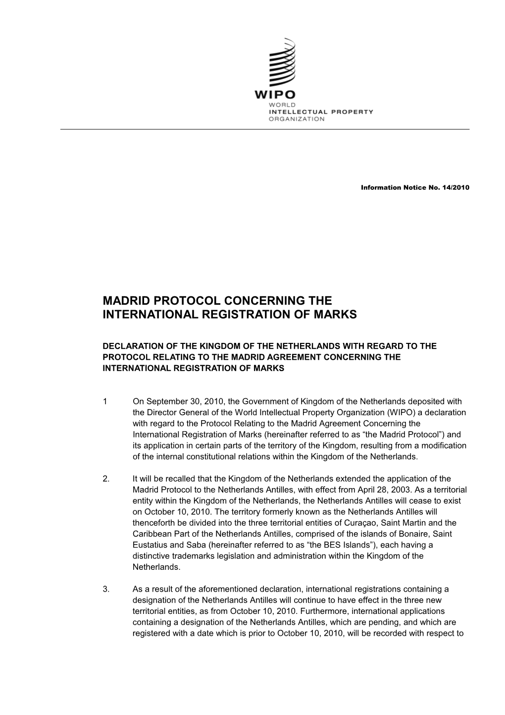 Madrid Protocol Concerning The