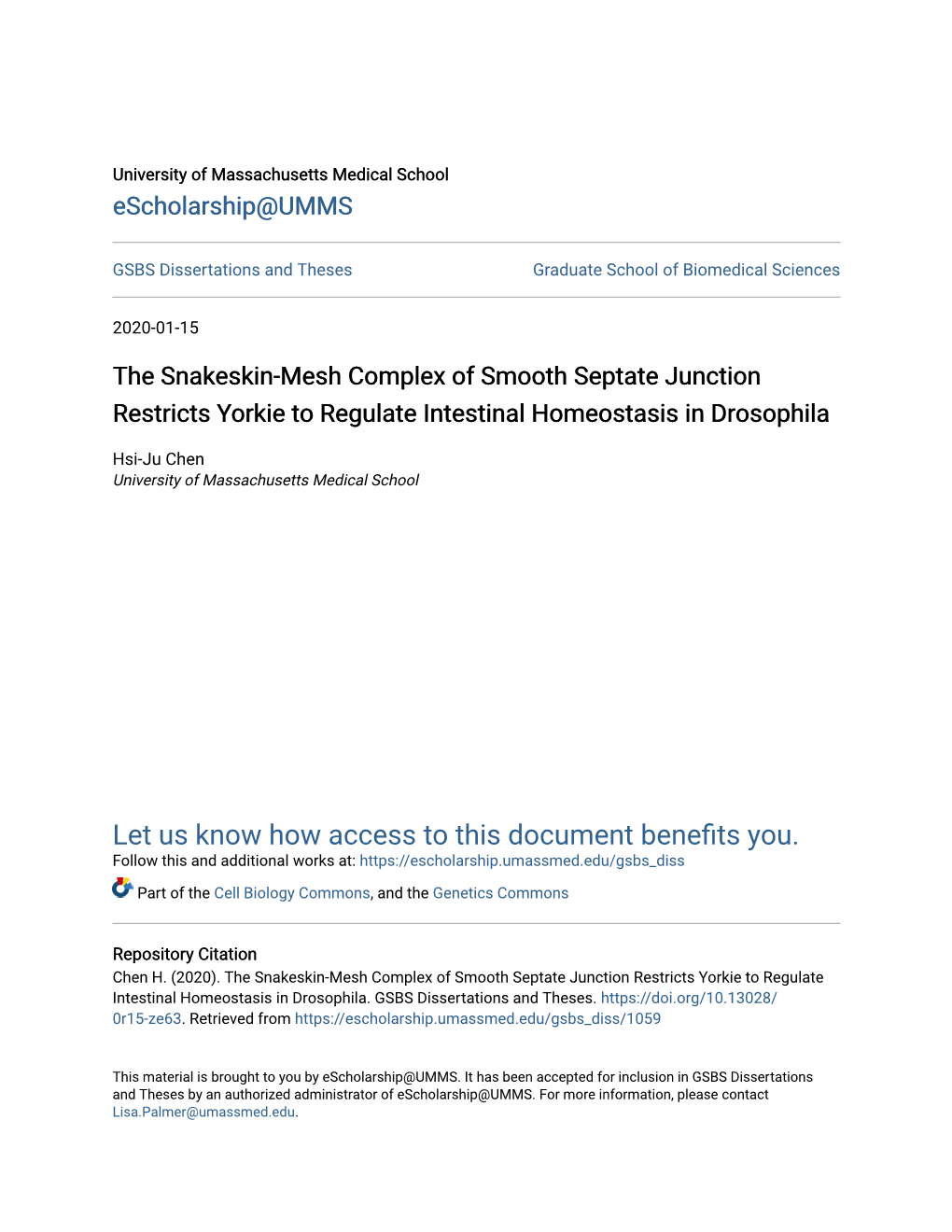 The Snakeskin-Mesh Complex of Smooth Septate Junction Restricts Yorkie to Regulate Intestinal Homeostasis in Drosophila