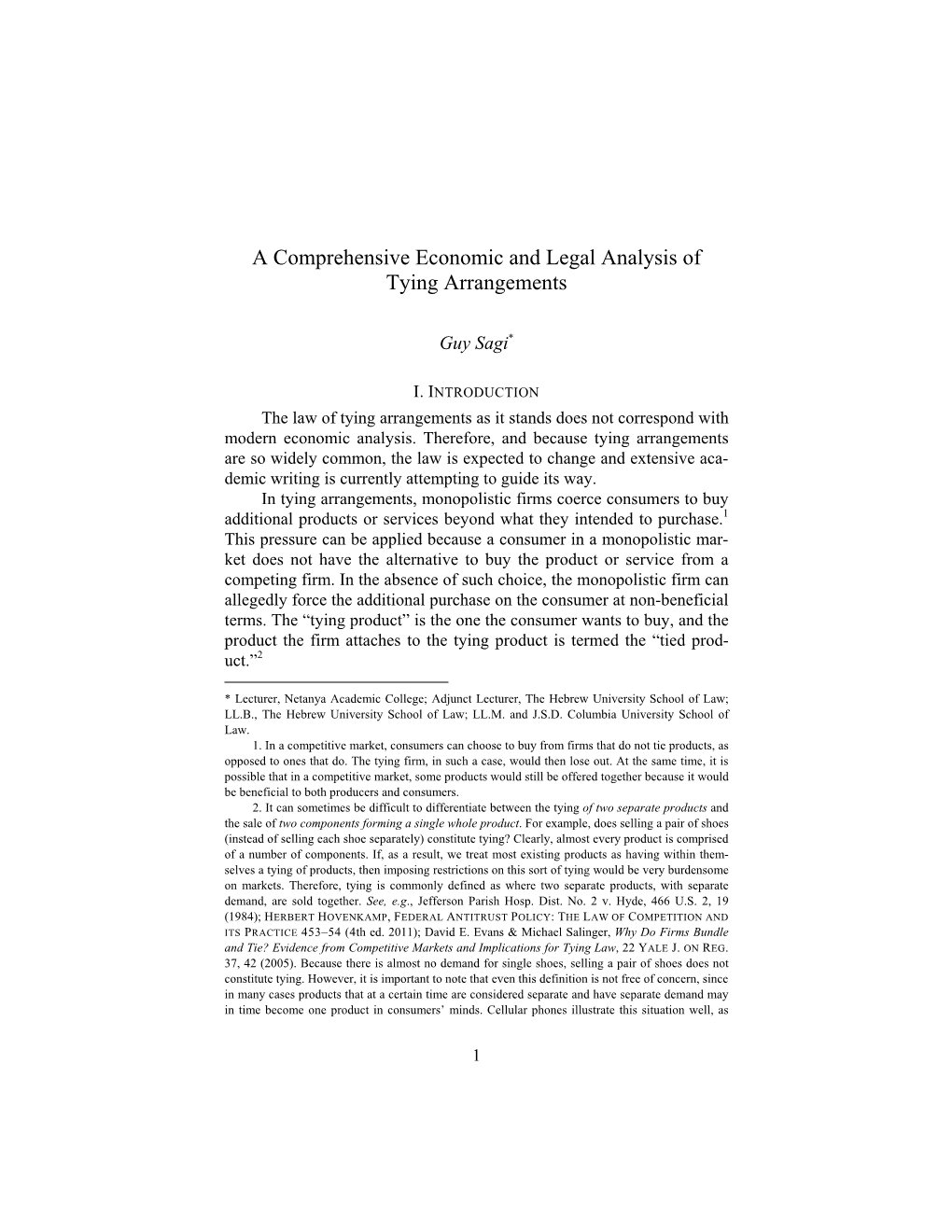 A Comprehensive Economic and Legal Analysis of Tying Arrangements