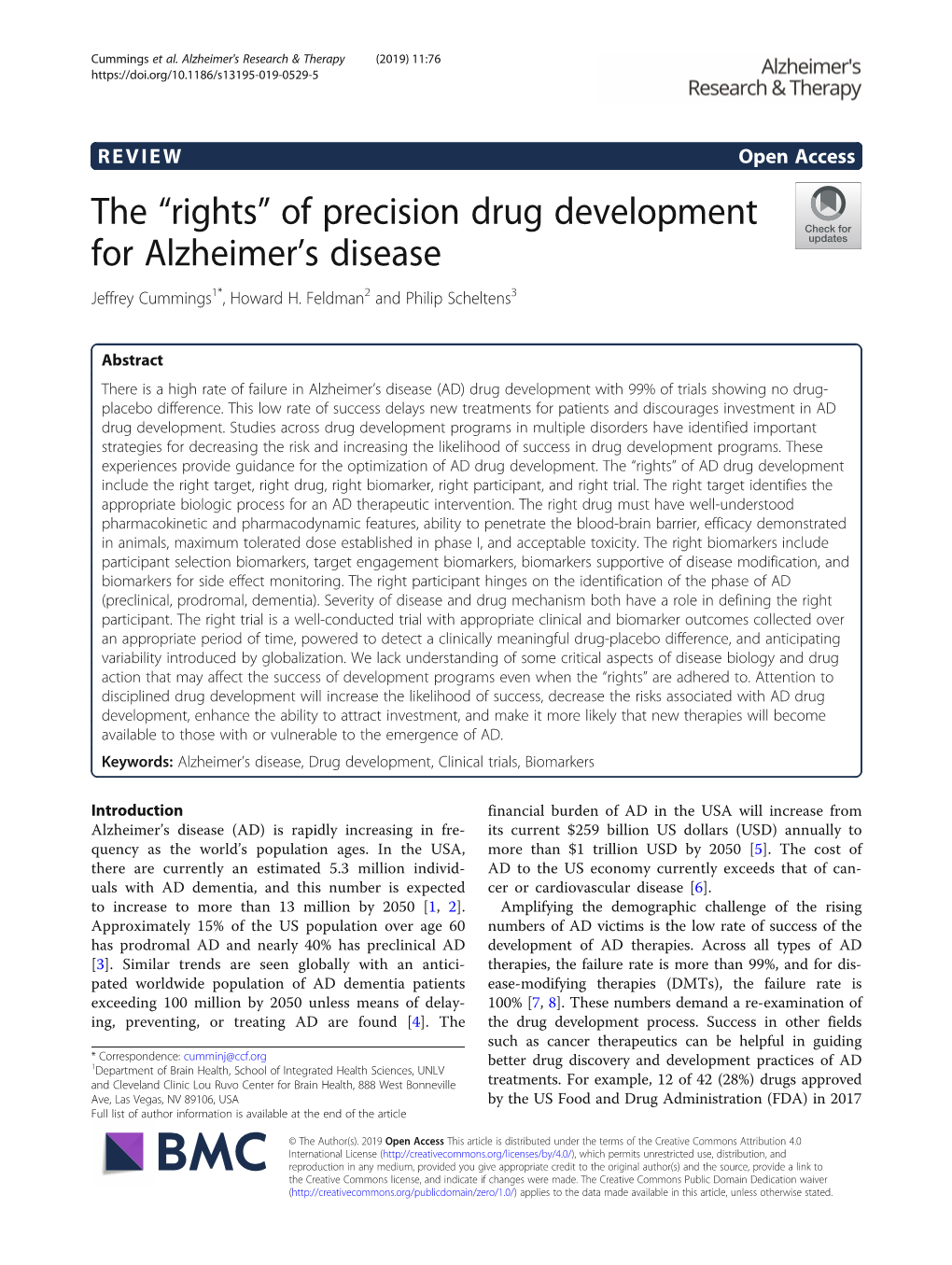 The “Rights” of Precision Drug Development for Alzheimer's Disease