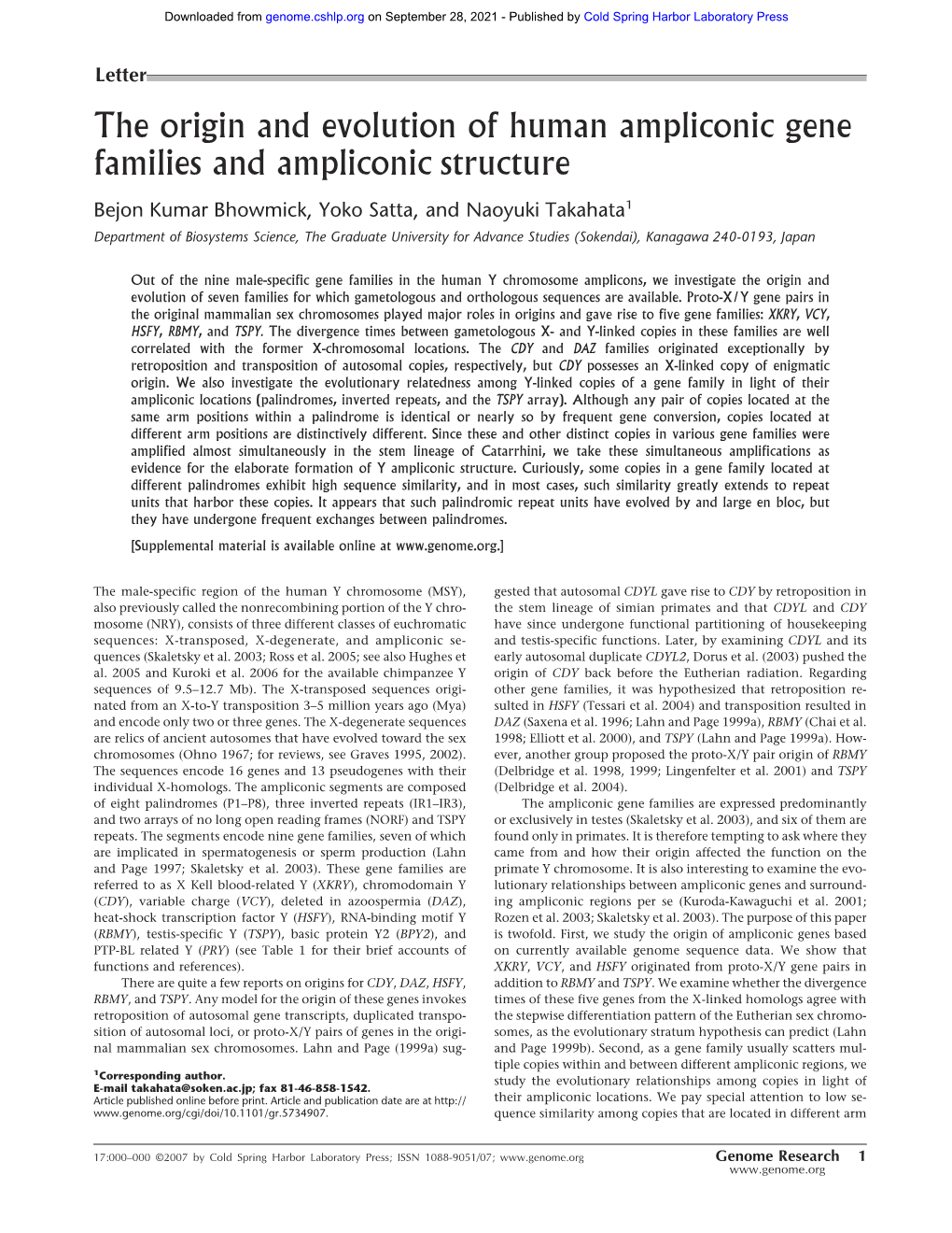 The Origin and Evolution of Human Ampliconic Gene Families and Ampliconic Structure