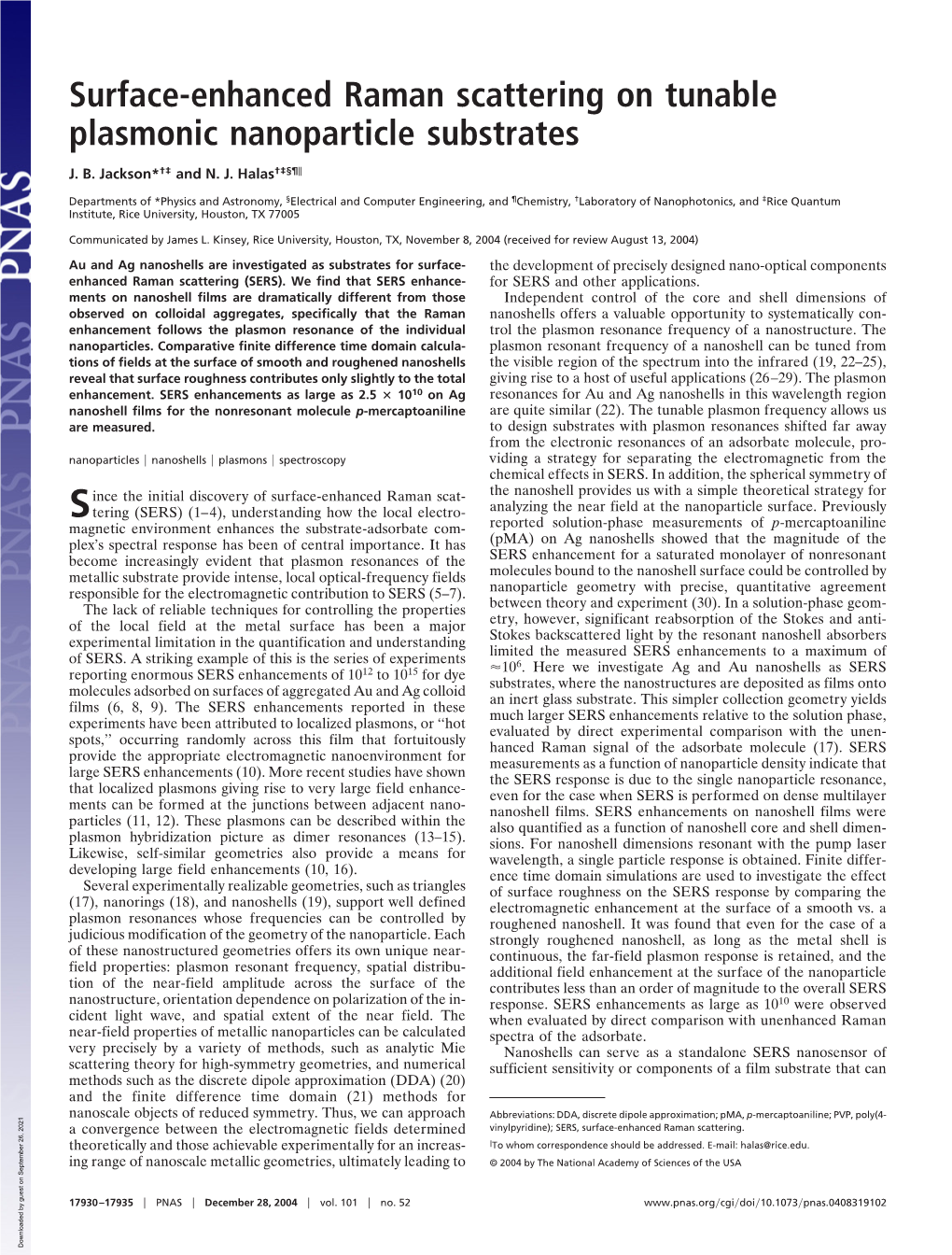 Surface-Enhanced Raman Scattering on Tunable Plasmonic Nanoparticle Substrates