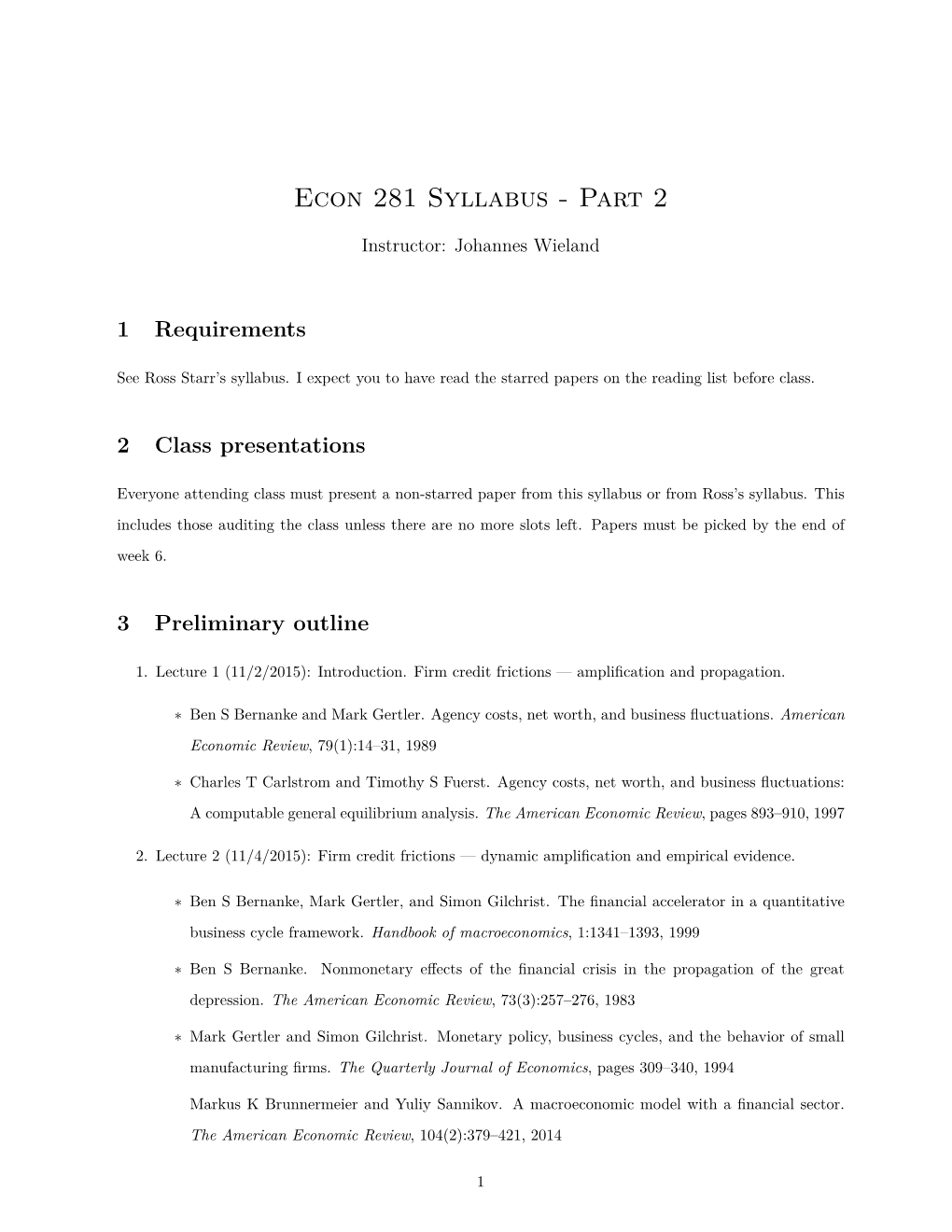 Econ 281 Syllabus - Part 2