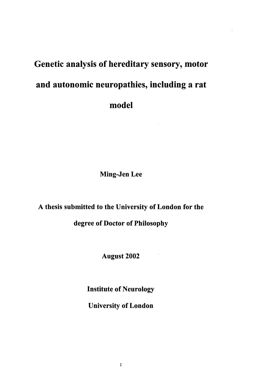 Genetic Analysis of Hereditary Sensory, Motor and Autonomic