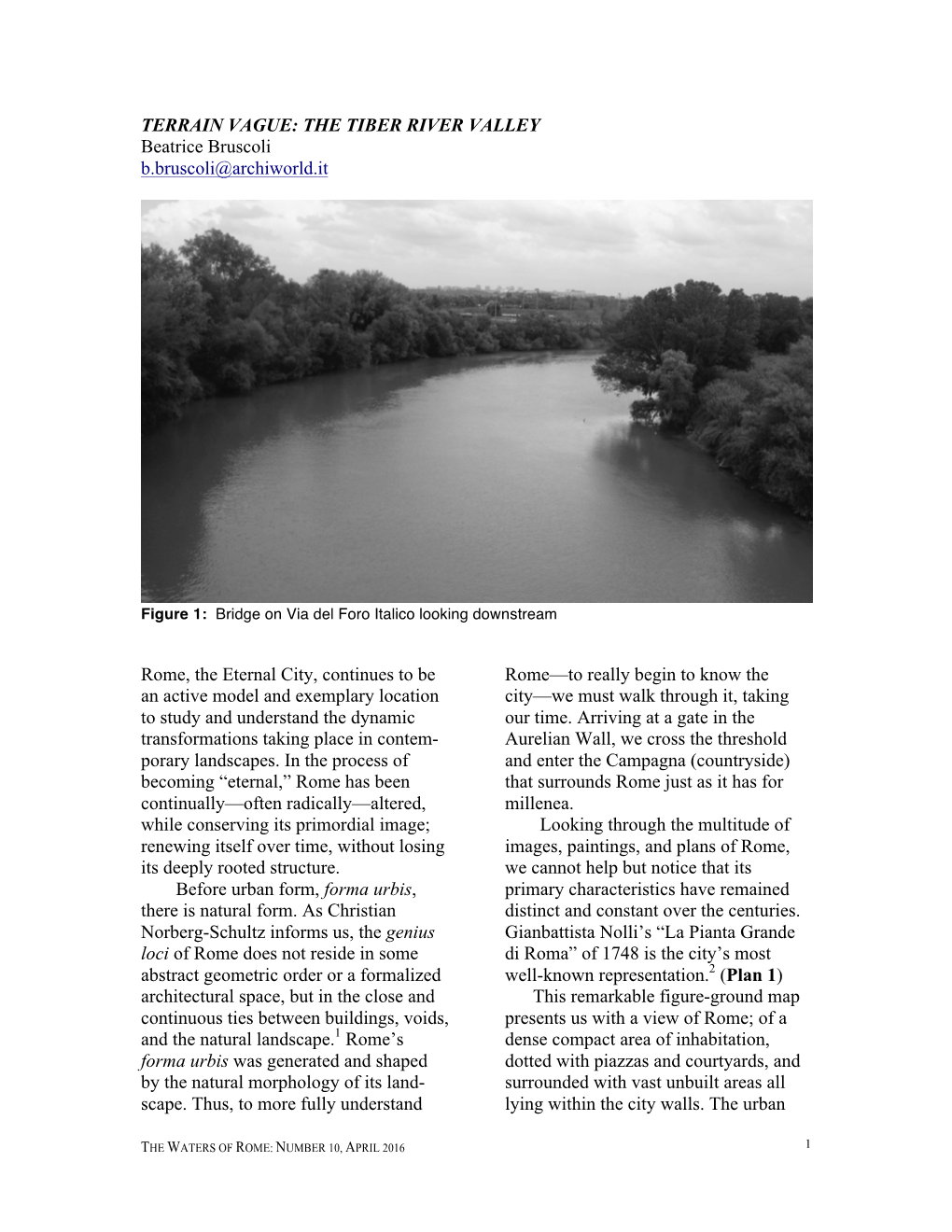 TERRAIN VAGUE: the TIBER RIVER VALLEY Beatrice Bruscoli B.Bruscoli@Archiworld.It