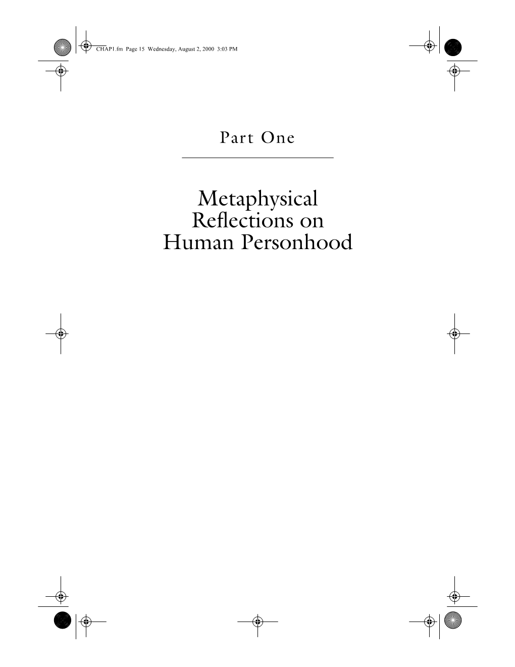 Metaphysical Reflections on Human Personhood