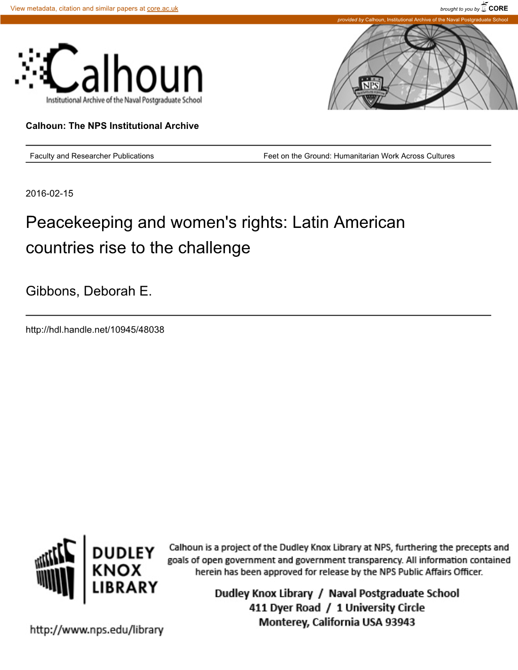 Peacekeeping and Women's Rights: Latin American Countries Rise to the Challenge