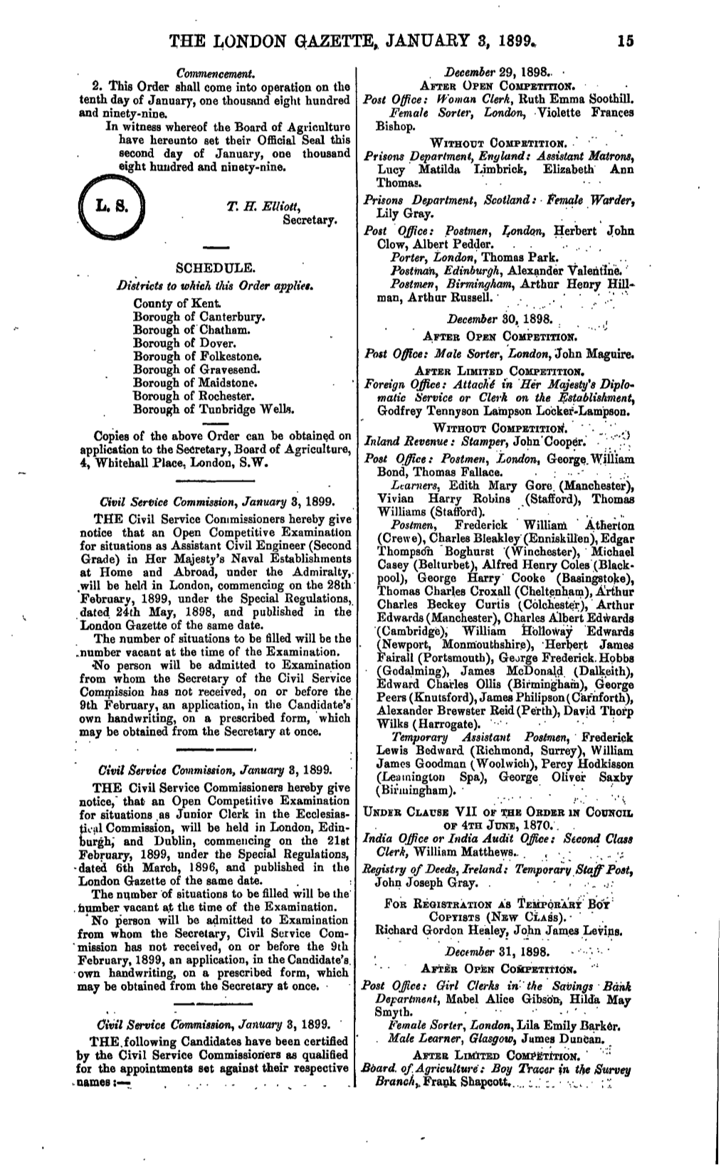 The London Gazette, January 3, 1899, 15