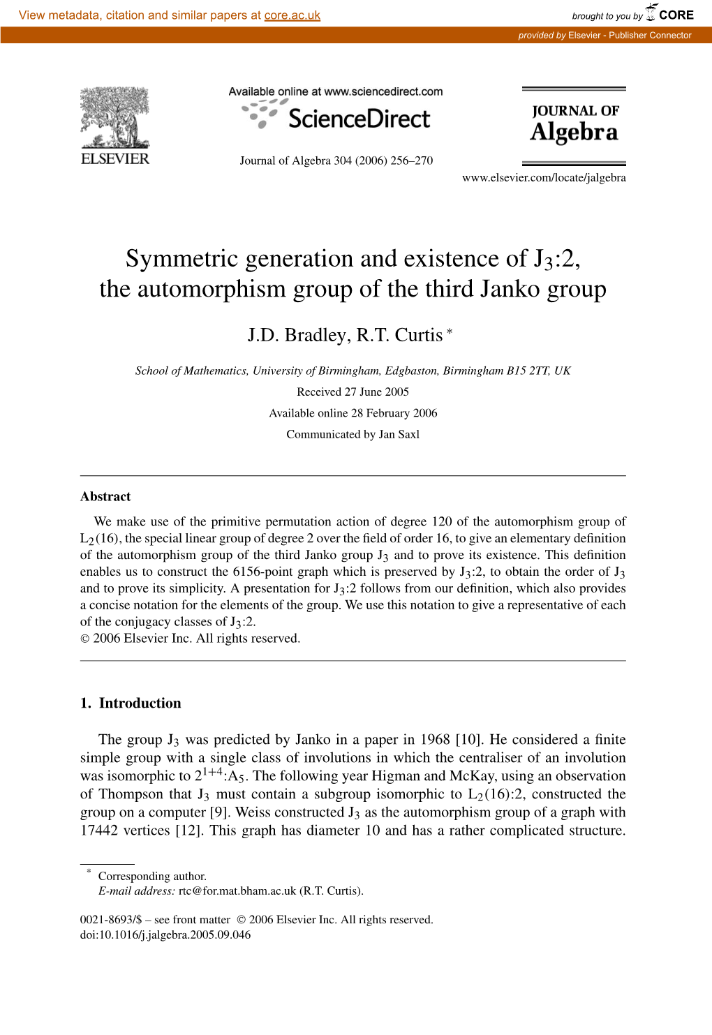 Symmetric Generation and Existence of J3:2, the Automorphism Group of the Third Janko Group