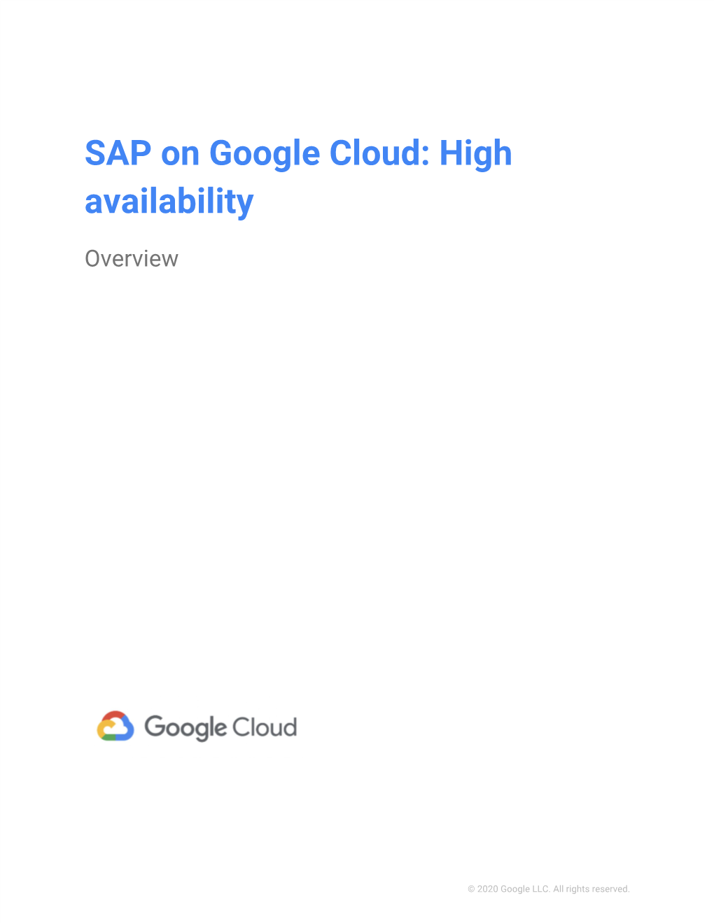 SAP on Google Cloud: High Availability